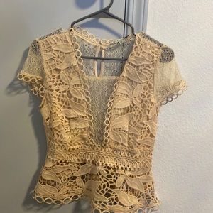 Haute monde cream crochet blouse from buckle